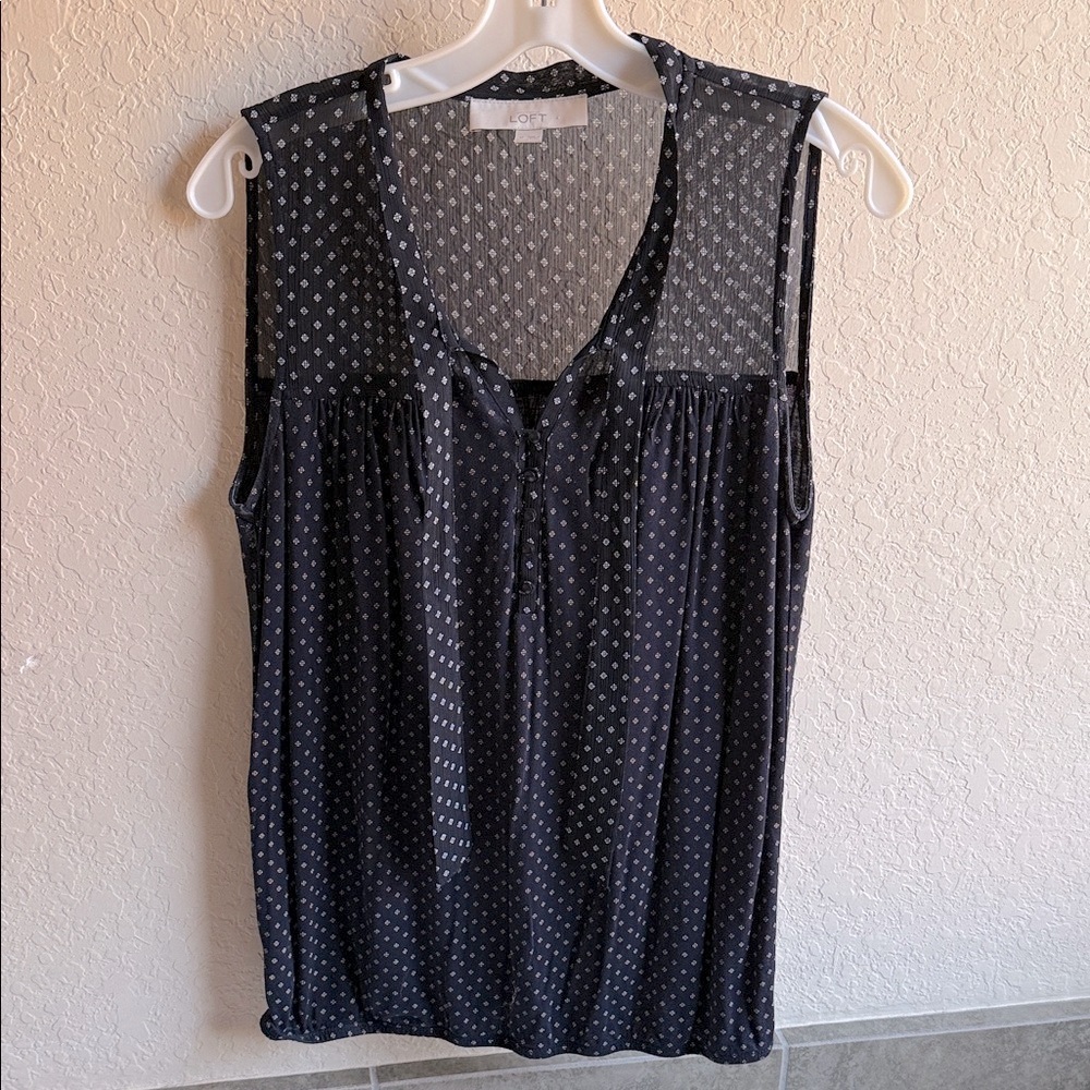 LOFT sleeveless polka dot top